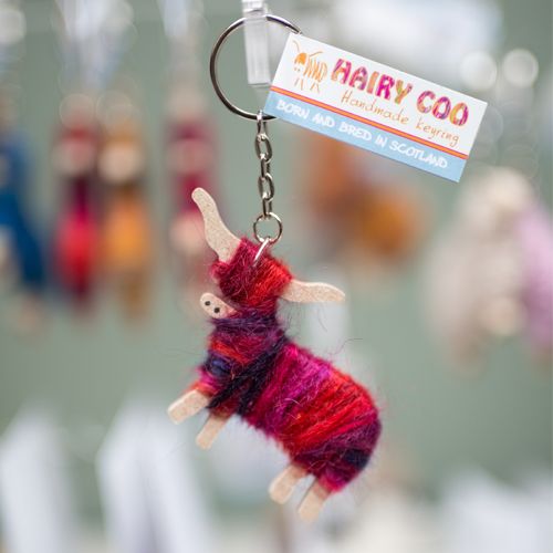 HAIRY COO KEYRINGS, MAGNETS AND BROOCHES